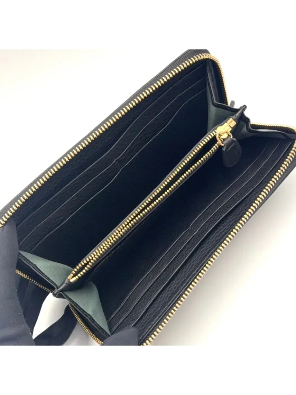 Bvlgari Monete Zip Around Leather Black Wallet Gold